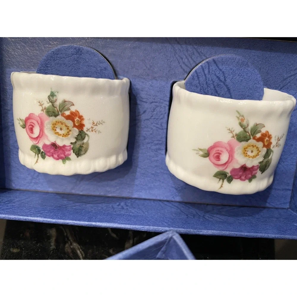 Vintage Coalport Fine Bone China Ludlow Napkin Rings Set of 4 England